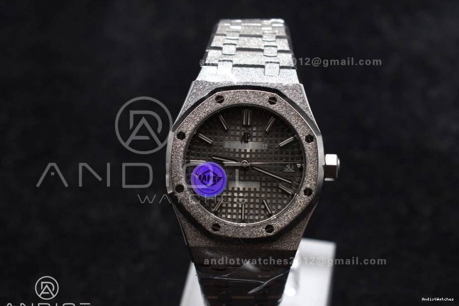 1031 Frosted Edition 15454 SS 37mm Best Grey on Bracelet Clone Lightweight SS Royal Oak SA3120 1:1 Super Dial APSF Textured 0219